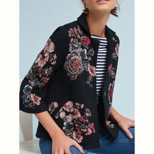Anthropologie jacquard floral blazer